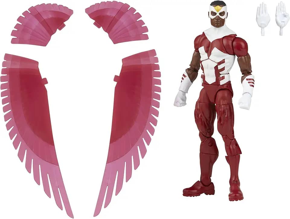 Marvel Legends Series Retrô Figura de 15 cm com Acessórios - Marvel's Falcão - F5882 - Hasbro, Vermelho e branco