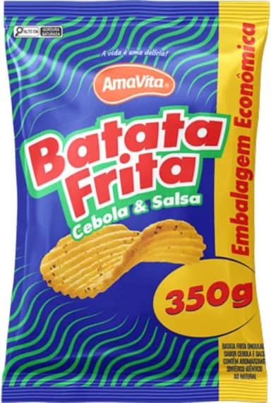 BATATA CHIPS ONDULADA AMAVITA SABOR CEBOLA E SALSA 350G