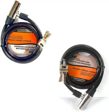 Kit 2 Cadeados Corrente Trava Antifurto Bike, Estepe, Portão Aço Inoxidável Duas Chaves 1,2m