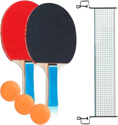 Kit Ping Pong Com 2 Raquete 3 Bolas E Rede Tênis De Mesa