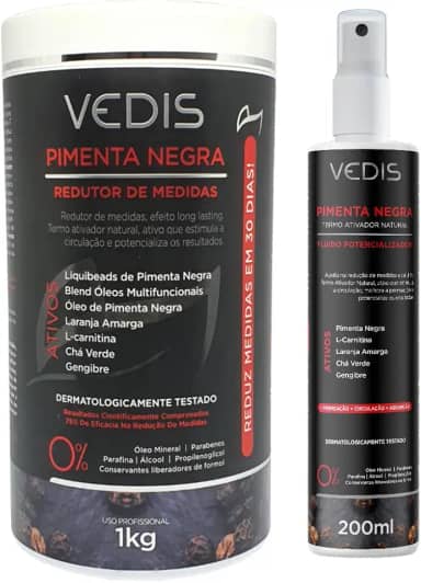 creme de massagem Kit de Massagens Modeladoras Pimenta Negra – Redutor de Medidas & Fluido Potencializador