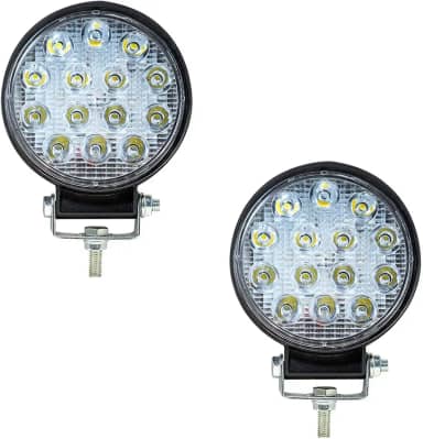 Kit 2 Farol de MILHA 42W 14 Leds REDONDO IP-67 Super Branco 12/24V OFF Road Troller