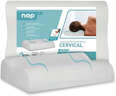 Nap Travesseiro Nasa Ortopédico Cervical D40 12/10cm de altura Suporte ergonômico com tratamento Alergo Free Anti ácaro, anti fungo e anti bactéria para fronhas 50x70cm - Bege