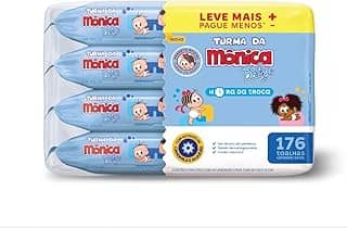 Kit Toalha Umedecida Hora Da Troca Turma Da Mônica 176 unidades