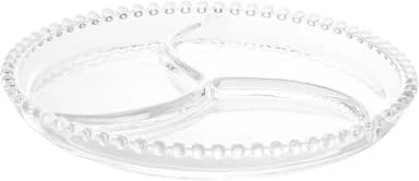 WOLFF - Petisqueira de Cristal 23cm com 3 divisões - Transparente - Linnha Pearl