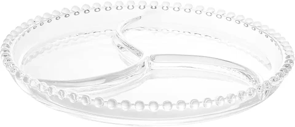 WOLFF - Petisqueira de Cristal 23cm com 3 divisões - Transparente - Linnha Pearl