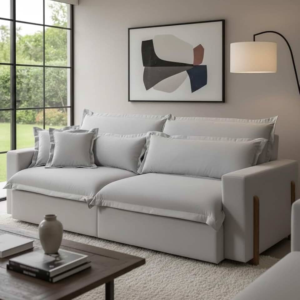 Sofá Retrátil e Reclinável Dubai com Molas Ensacadas, 1,90m. (Cinza Claro)