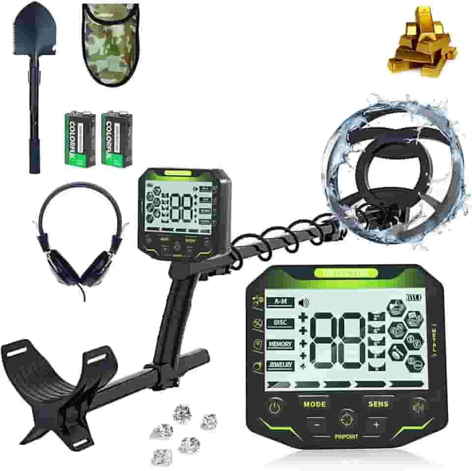 Detector de Metais, Detector de Metais, Detector de Metal e Ouro, Bobina à Prova D'água de 10 Polegadas, com Display LCD