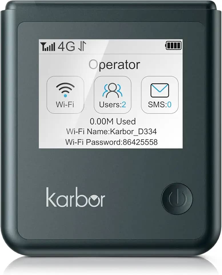 Karbor Hotspot móvel 4G LTE, WiFi portátil para viagens em mais de 80 países, sem necessidade de SIM, sem contrato, bateria de 5000 mAh, conecte 10 dispositivos, dispositivo de rede de bolso, dados
