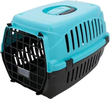 Caixa de Transporte Pet N2 Turquesa com Base Preta 6 a 10kg – Transportadora Plástica Resistente para Cães e Gatos, Viagens, Passeios e Veterinário