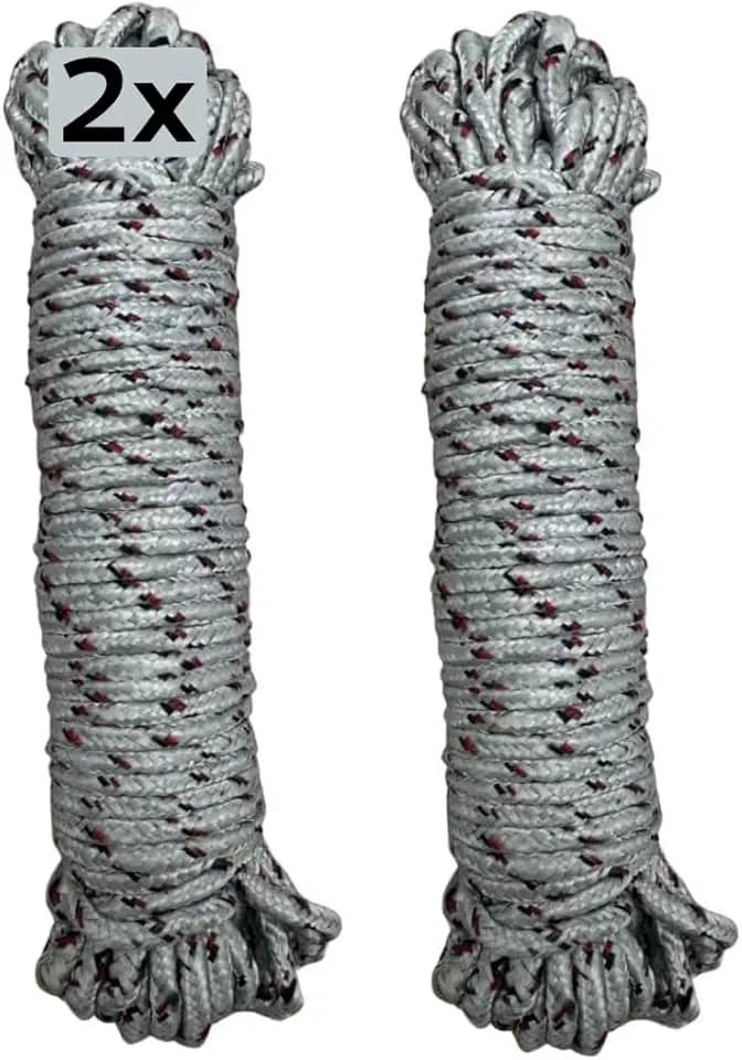 Kit 2 de Cordas Trançadas Multiuso, Varal, Nylon, 5mm x 20m, para Camping, Escalada, Amarração, 2 Unidades