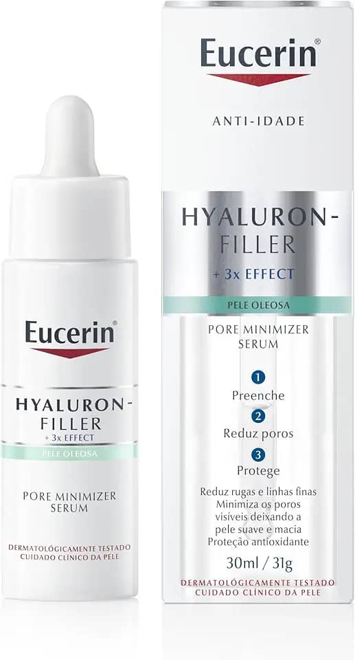 EUCERIN Sérum Facial Anti-idade Redutor de Poros 30ml, Pore Minimizer, Peles Oleosas, Hyaluron-Filler, Ácido Hialurônico, Antirrugas