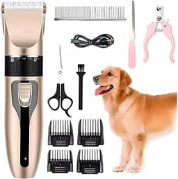 Máquina de Tosa Pets Profissional Kit Silenciosa Aparador com Lâminas Precisas e com Altura Ajustável Recarregável Para Cães Gatos com Acessórios Bivolt 110/220 Premium