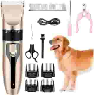 Máquina de Tosa Pets Profissional Kit Silenciosa Aparador com Lâminas Precisas e com Altura Ajustável Recarregável Para Cães Gatos com Acessórios Bivolt 110/220 Premium