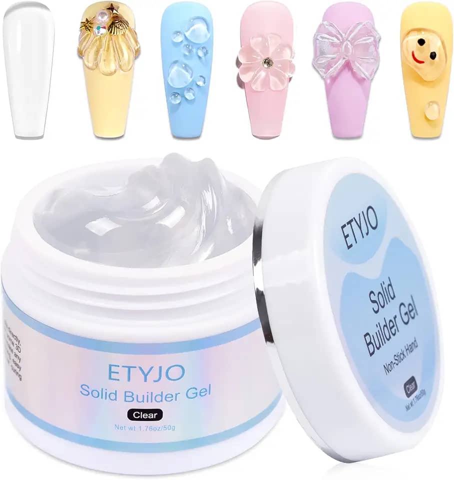 Construtor de gel sólido para unhas, 50 g, gel de escultura 3D transparente antiaderente para arte de unhas, extensão de unhas, géis duros para salão de unhas, UV, casa, faça você mesmo