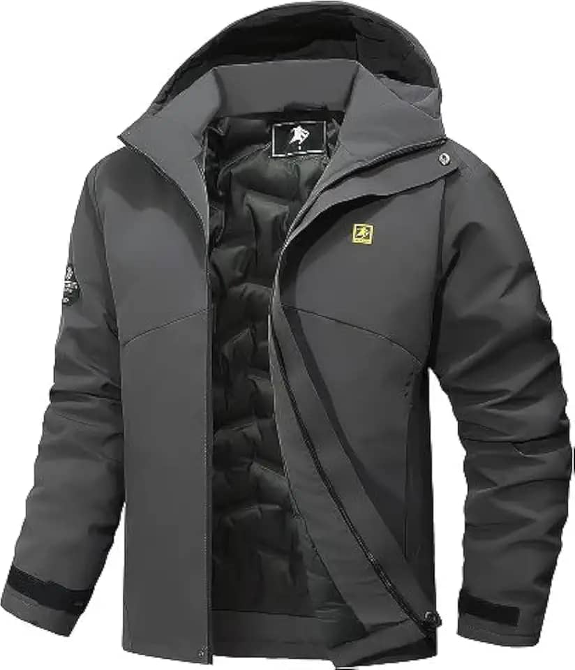 Casaco masculino quente de inverno, impermeável, à prova de vento, casaco de neve, corta-vento de montanha, capa de chuva com capuz
