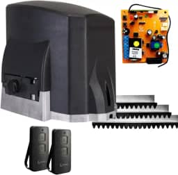 Kit Motor de Portão Eletrônico Deslizante Kdz Fit 1/4hp Garen 2 Controles 3 Metros de Cremalheira (220, Volts)