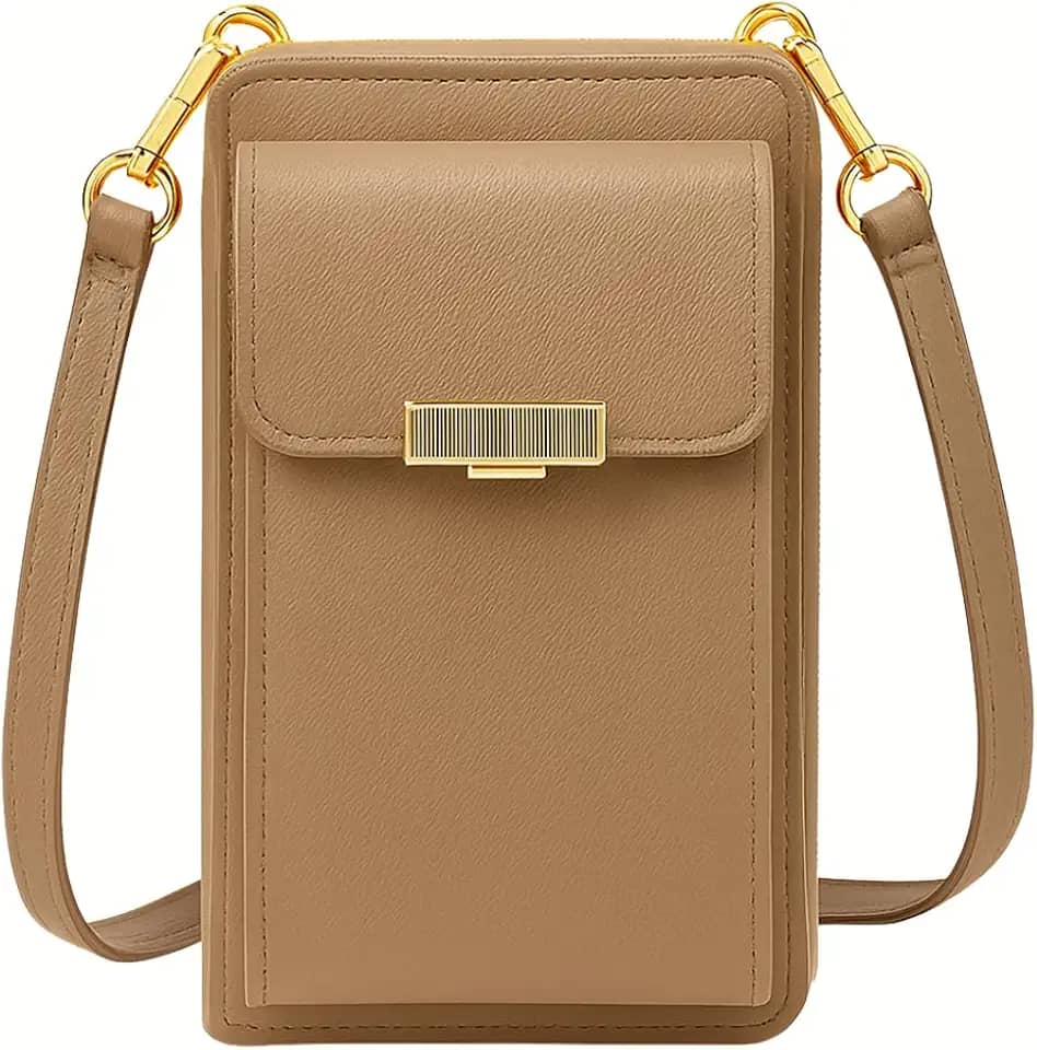 Bolsa Feminina Pequena em couro, Porta Celular Carteira de mão, porta-cartão de crédito, tiracolo com alça removivel,