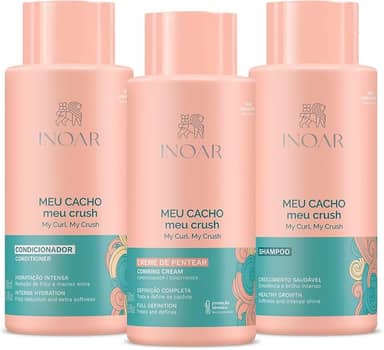 Inoar, Meu Cacho Meu Crush Kit para Hidratação, Definição e Nutrição dos Cachos – 3x500ml
