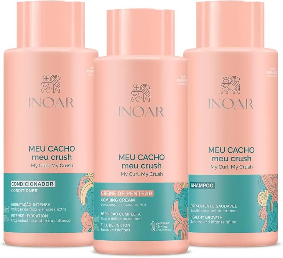 Inoar, Meu Cacho Meu Crush Kit para Hidratação, Definição e Nutrição dos Cachos – 3x500ml