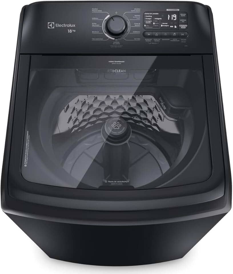 Máquina de Lavar Electrolux 18Kg Preta Expert Tripla Filtragem e Jatos Poderosos (LEB18) - 220V