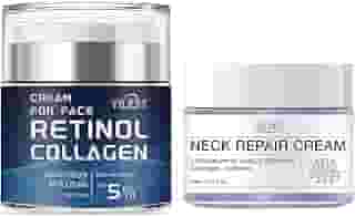 Creme firmador de pescoço e creme facial de retinol para antirrugas, 2 unidades de creme de pescoço e creme facial de retinol para apertar a pele flácida e hidratar, ajuda a reduzir linhas finas e