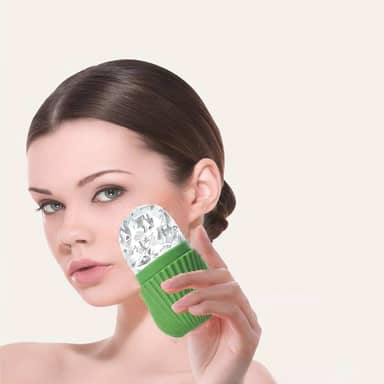 Rolo de gelo facial reutilizável, molde facial de cubo de gelo de silicone para apertar os poros, inchaço, pele brilhante – ferramenta de beleza para terapia fria para cuidados com a pele em casa