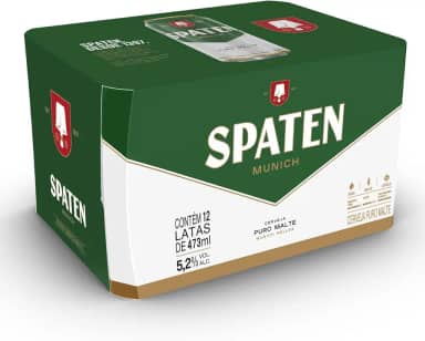 Pack Cerveja Spaten Puro Malte, Lata, 473ml, Caixa 12 unidades