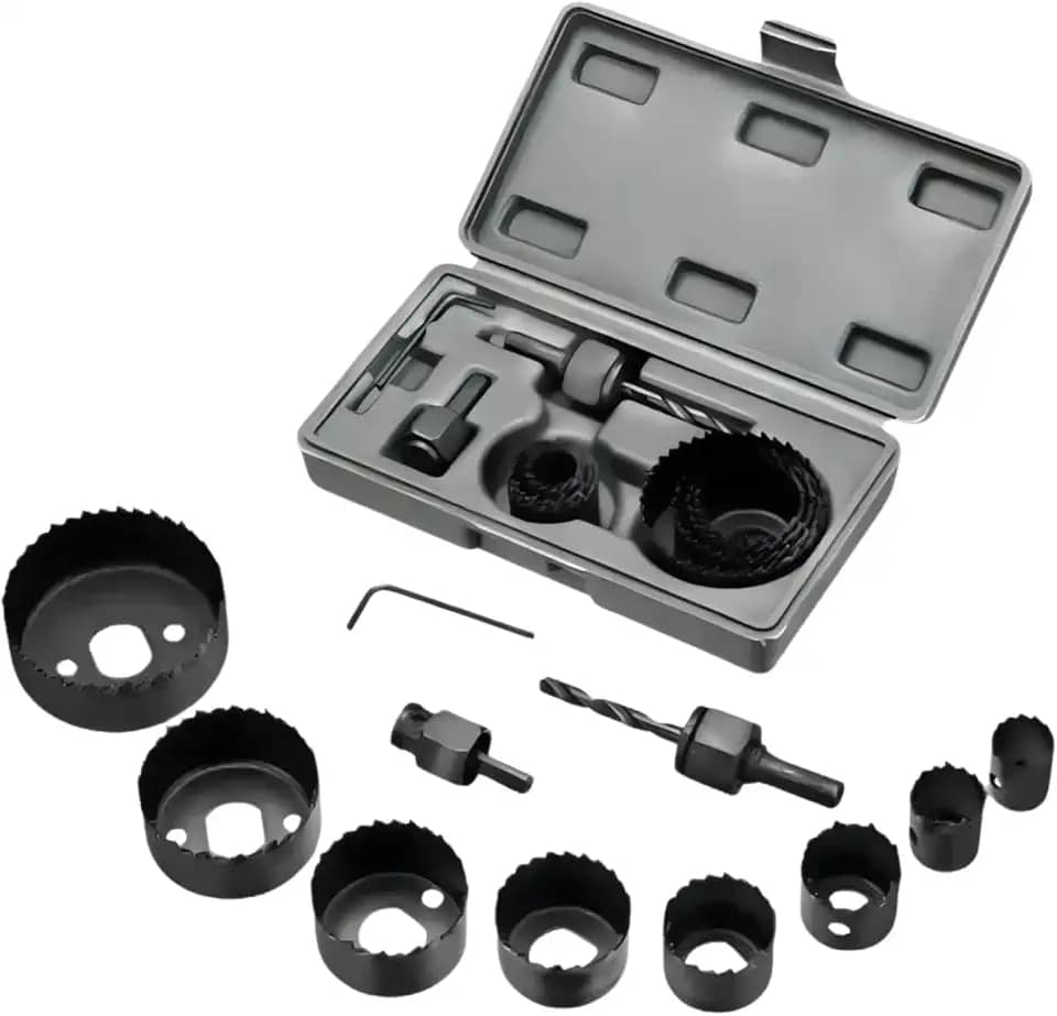 Jogo Serra Copo 11 Peças com Mandril e Chave Allen – Aço Carbono, Cortes em Madeira, Plástico, Gesso e Metal