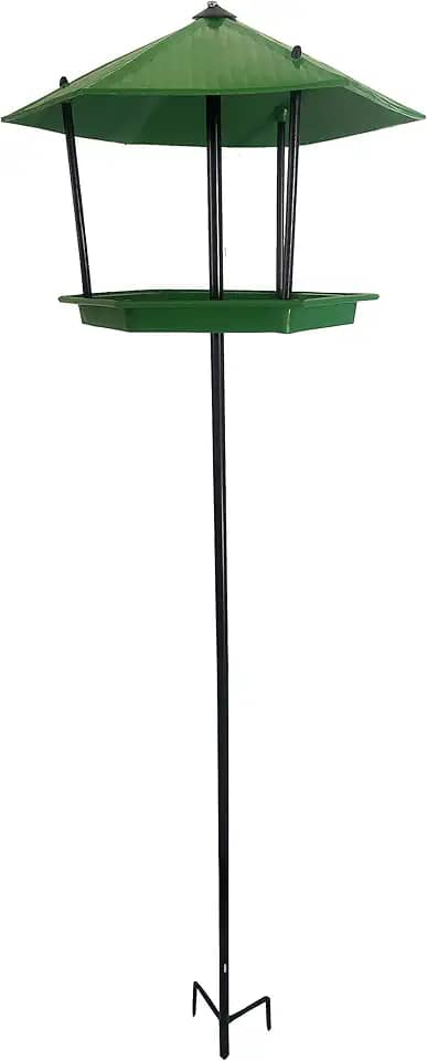 Genérico Comedouro de Pássaros com Haste de Fixação no Chão Resistente Ao Tempo. (Verde)
