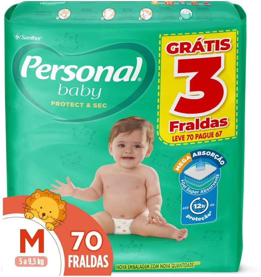 Personal Fralda Protect E Sec M Hiper, 70 Unidades