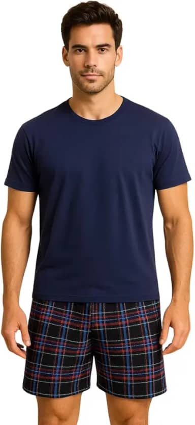 Pijama Masculino Suede Meia Manga e Bermuda