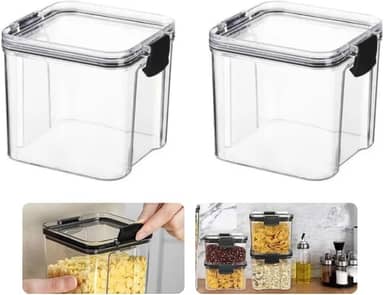 Kit 2 Potes Acrílico Herméticos Com Tampa 1 Litro Mantimento