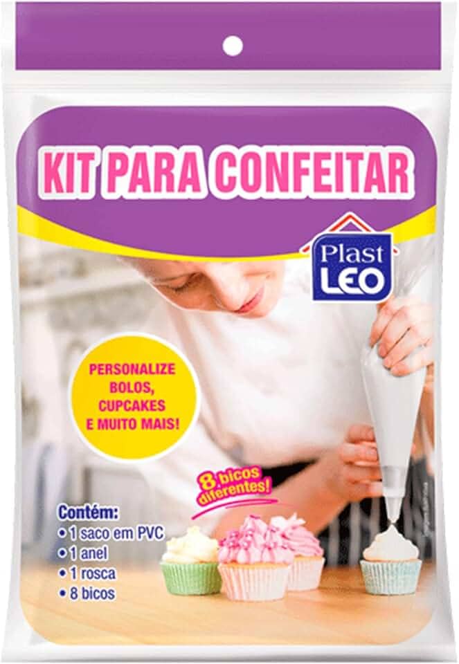 Kit para Confeitar (Saco + 8 Bicos) | Plast Leo (Ref.: 418)