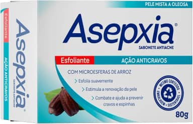 Asepxia Sabonete Esfoliante 80g — Limpeza Profunda com Microesferas Naturais | Remove Cravos e Oleosidade | Esfoliação Suave para Peles Mistas e Oleosas