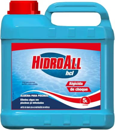 HidroAll Algicida Choque para Piscinas HCL 5 Litros