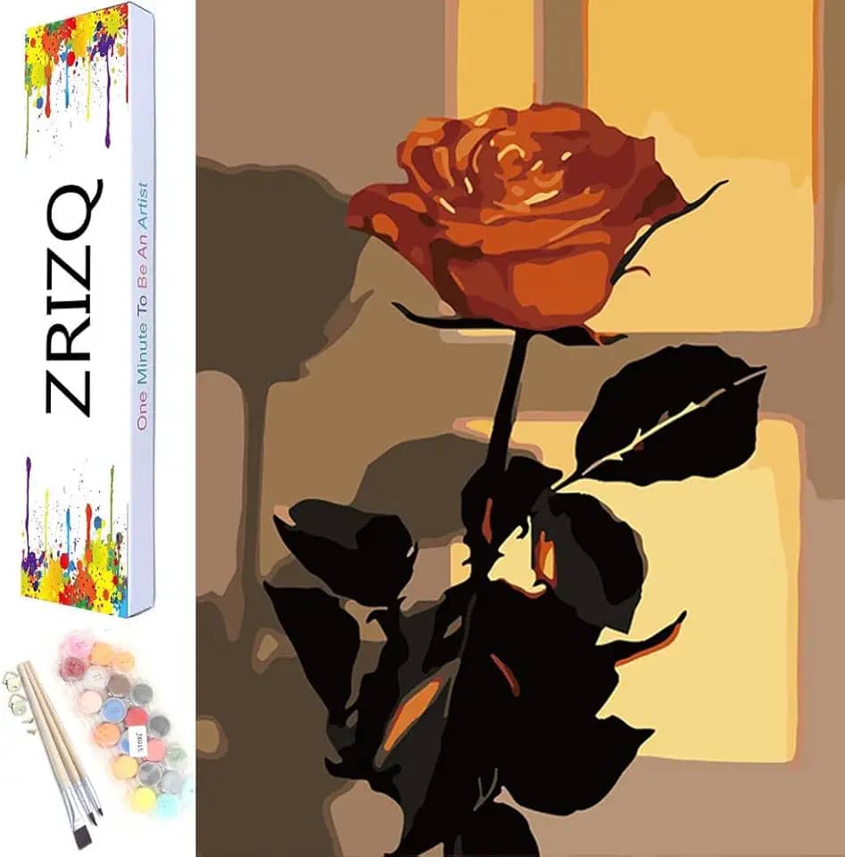 ZRIZQ Pintura por número para adultos, tela de 30 cm x 40 cm C para kits de pintura para adultos em caixa colorida, pintura por números para decoração de parede de casa - flor rosa