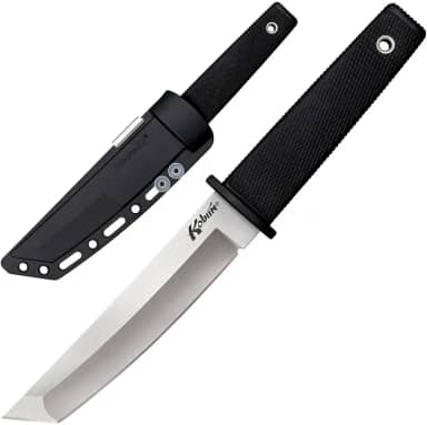 Cold Steel Kobun Faca de caça tática tática de lâmina fixa de aço inoxidável AUS8A japonesa com borda lisa de 14 cm, alça ergonômica Kray-Ex, bainha Secure-Ex - encaixotada