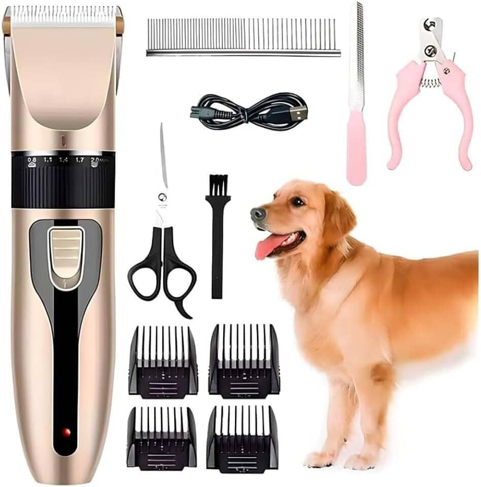 Máquina De Tosa Pets sem fio para Cachorros Gatos com Lâminas Precisas e com Altura Ajustável - Maquininha Profissional de Tosar e Recarregavel Bivolt 110V/220V Acompanha Acessórios Prime