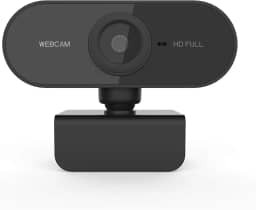 Webcam 1080P com microfone e capa de privacidade, câmera USB para webcam, webcam de streaming HD para desktop e laptop PC com microfone base rotativo de 360 graus (Black)