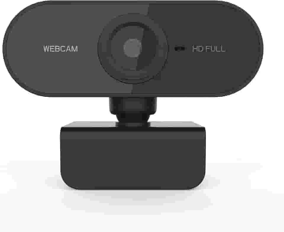 Webcam 1080P com microfone e capa de privacidade, câmera USB para webcam, webcam de streaming HD para desktop e laptop PC com microfone base rotativo de 360 graus (Black)