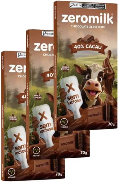 Chocolate 40% Cacau Sem Lactose Vegano Zeromilk 3x 70g