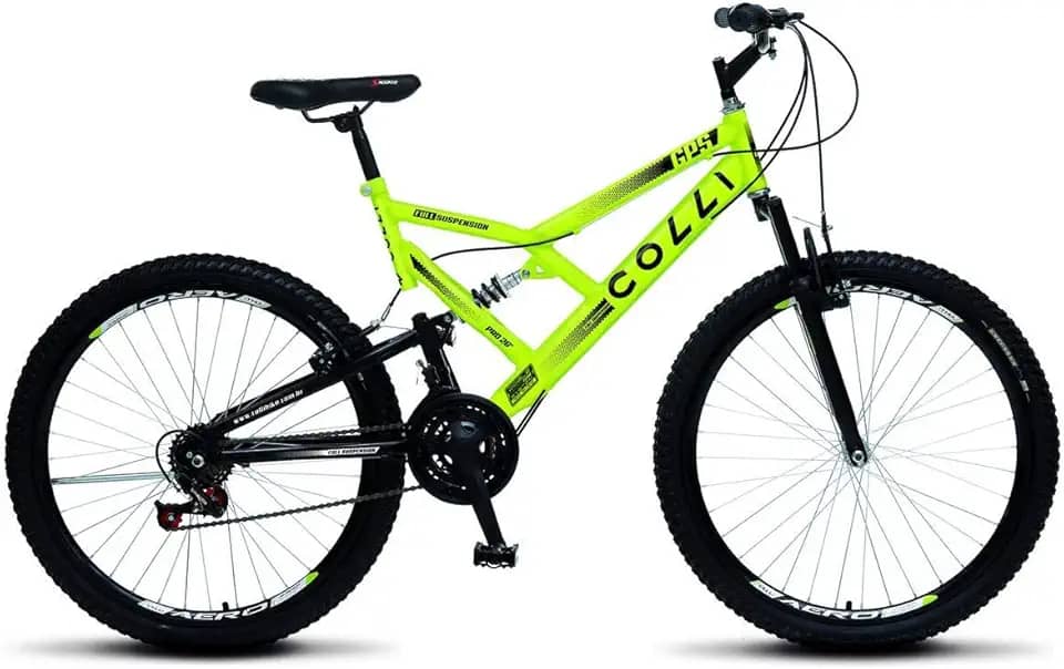 Colli Bike, Bicicleta GPS 148 Dupla Suspensão e Freios V-Brake, Aro 26 Aero, 36 Raias, 21 Marchas