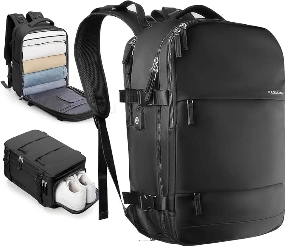 Mochila para Laptop 15,6' com Porta USB, Aprovada para Avião, Leve e Resistente, Ideal para Faculdade, Trabalho, Negócios e Viagem, Mochila Unissex, Com Compartimentos, Preto