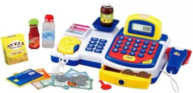 Caixa Registradora com Luz Som e Acessórios 24 Peças Azul, DM Toys