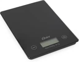 BALANÇA DE COZINHA DIGITAL DE MESA PARA USO DOMÉSTICO WESTMAN - TAMPO EM VIDRO, DISPLAY MONTADO NO CORPO DA BALANÇA E CAPAXIDADE MÁXIMA DE 5000 GRAMAS - 21,5cm x 15,4cm x 2,6cm - OSTER