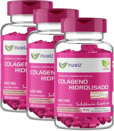 Colágeno Verisol Peptídeos Biotivos 420 mg 120 Cápsulas - Kit 3 Frascos