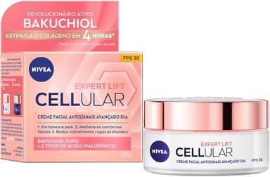 NIVEA Creme Facial Antissinais Cellular Lift Dia FPS 30 50ml - Creme facial antissinais com bakuchiol puro, ativo revolucionário estimula a produção de colágenO