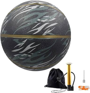 Bola de Basquete Tamanho 5 (Padrão Oficial), Borracha para Melhor Durabilidade, Conjunto de Basquete com Bolsa de Transporte, Bomba de Ar - Ideal para Quadras internas e externas