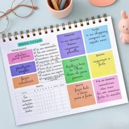 Planner Semanal Colorido 50 Folhas A5 - Agenda Organizador com Espiral, Lista de Tarefas, Hábitos e Prioridades - Bloco de Planejamento para Produtividade Pessoal, Trabalho e Estudos
